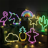 Rainbow Neon Light Night Table