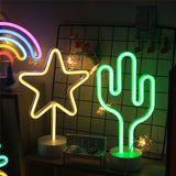 Rainbow Neon Light Night Table