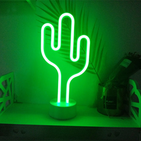 Cactus Neon Night Light Table