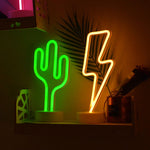 Cactus Neon Night Light Table