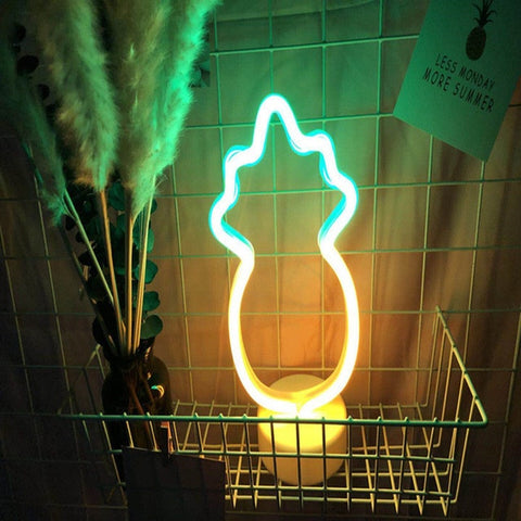 Pineapple Neon Night Light Table
