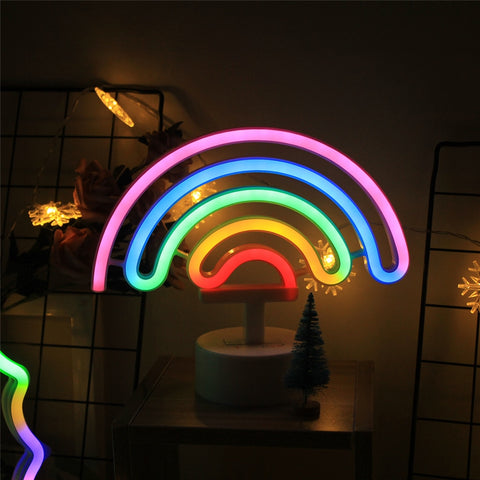 Rainbow Neon Light Night Table