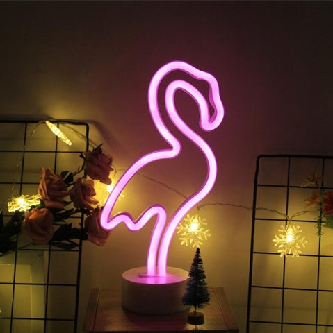 Flamingo Neon Night Light Table