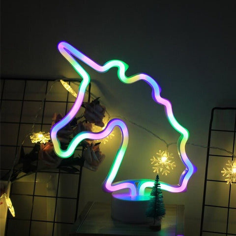 Unicorn Neon Light Night Table